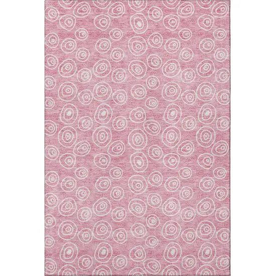 Pink And Ivory Polka Dot Washable Area Rug With UV Protection Photo 4