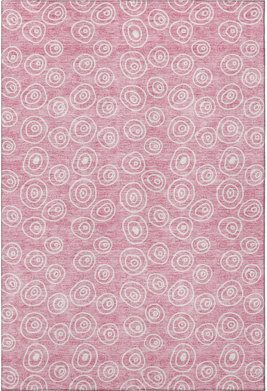 Pink And Ivory Polka Dot Washable Area Rug With UV Protection Photo 4