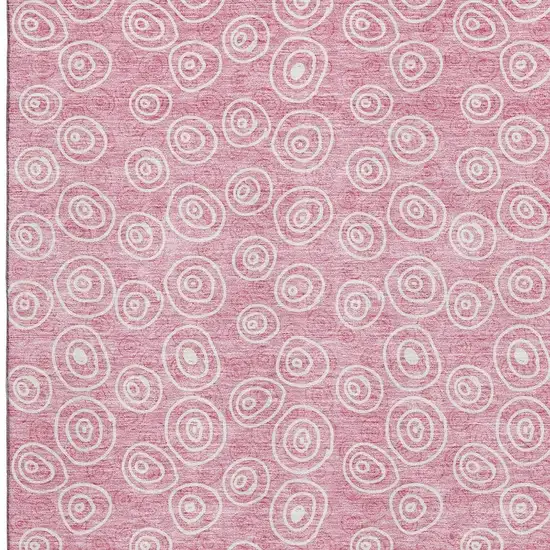 Pink And Ivory Polka Dot Washable Area Rug With UV Protection Photo 3