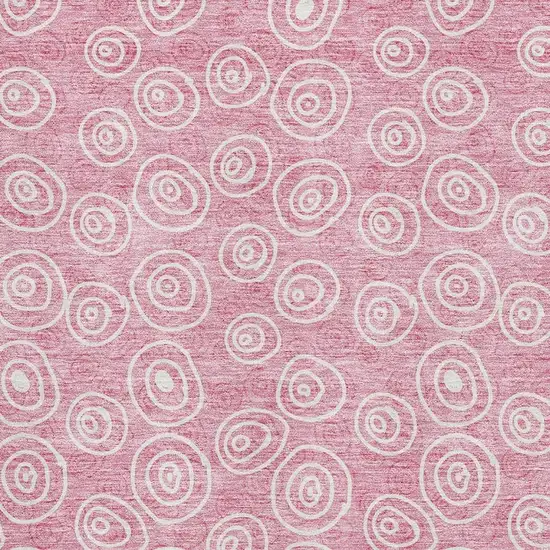 Pink And Ivory Polka Dot Washable Area Rug With UV Protection Photo 3