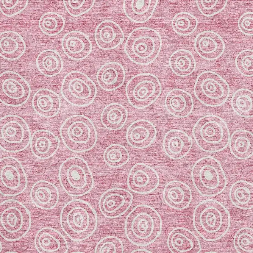 Pink And Ivory Polka Dot Washable Area Rug With UV Protection Photo 3