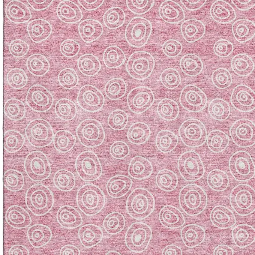 Pink And Ivory Polka Dot Washable Area Rug With UV Protection Photo 4