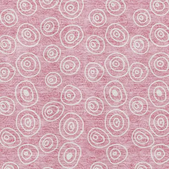 Pink And Ivory Polka Dot Washable Area Rug With UV Protection Photo 3
