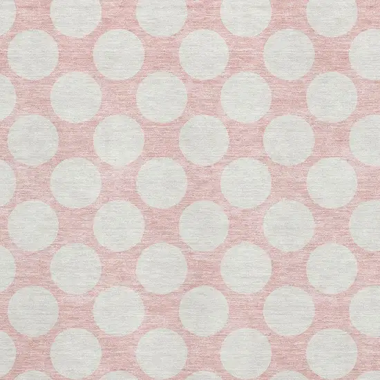 Pink And Ivory Polka Dot Washable Area Rug With UV Protection Photo 4