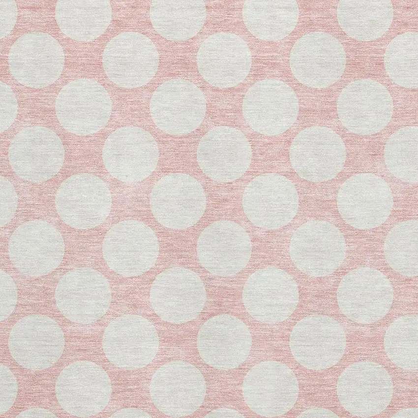 Pink And Ivory Polka Dot Washable Area Rug With UV Protection Photo 4