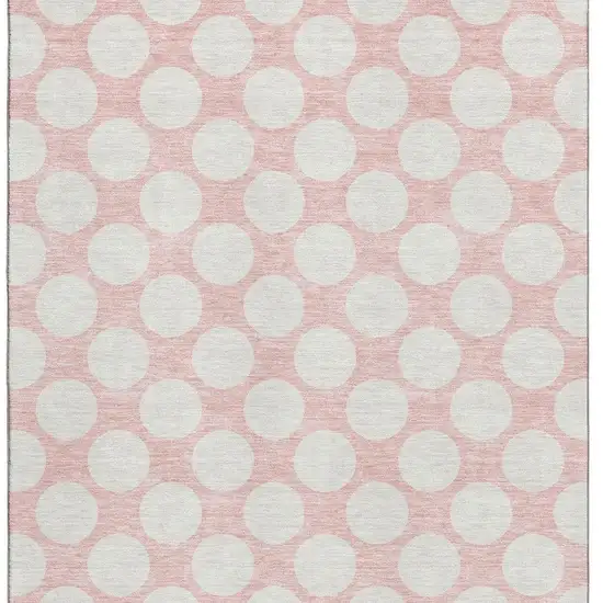 Pink And Ivory Polka Dot Washable Area Rug With UV Protection Photo 4