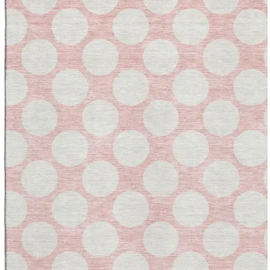 Pink And Ivory Polka Dot Washable Area Rug With UV Protection Photo 3