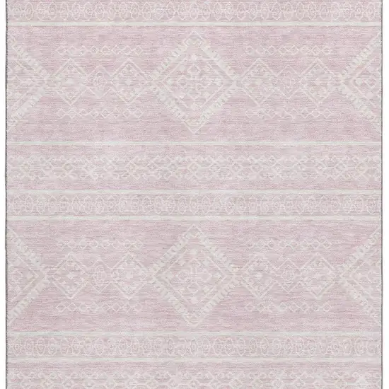 Pink And Ivory Southwestern Washable Area Rug With UV Protection Photo 3