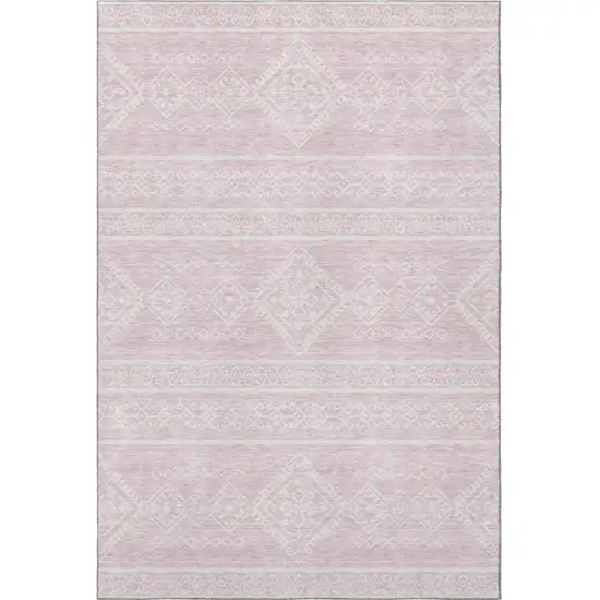 Pink And Ivory Southwestern Washable Area Rug With UV Protection Photo 4