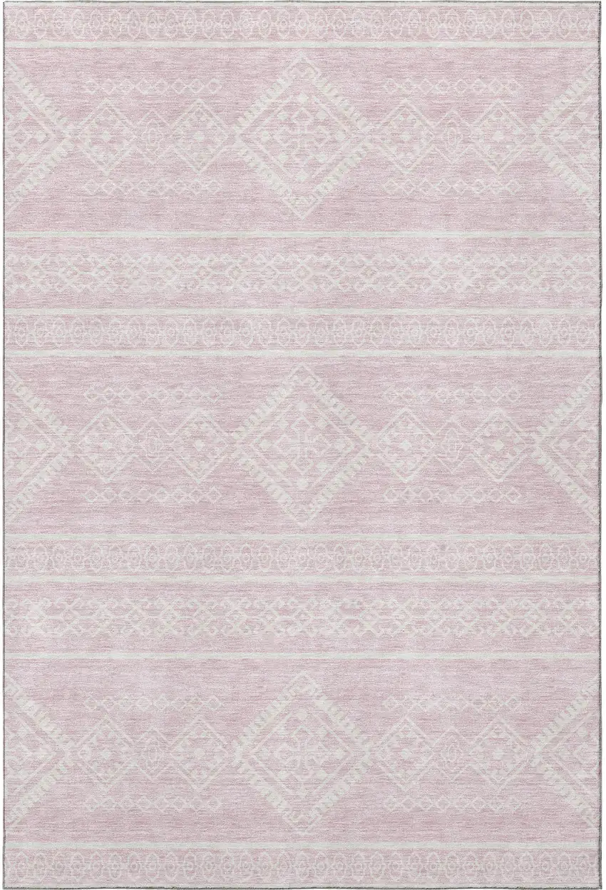Pink And Ivory Southwestern Washable Area Rug With UV Protection Photo 4
