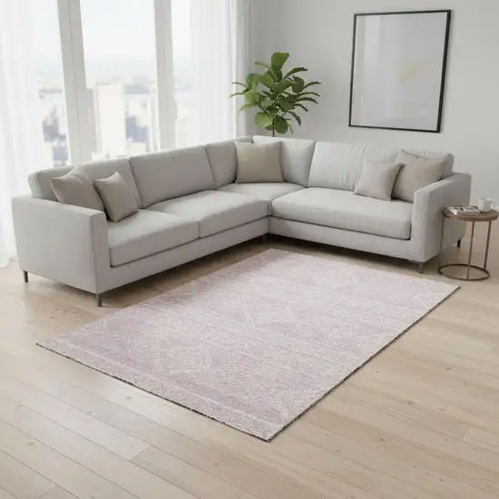 Pink And Ivory Southwestern Washable Area Rug With UV Protection Photo 2