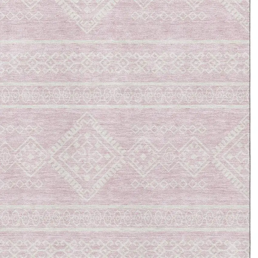 Pink And Ivory Southwestern Washable Area Rug With UV Protection Photo 3