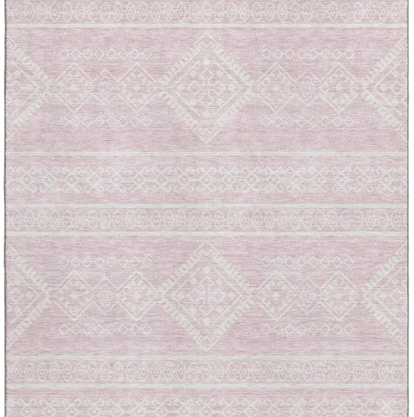 Pink And Ivory Southwestern Washable Area Rug With UV Protection Photo 4