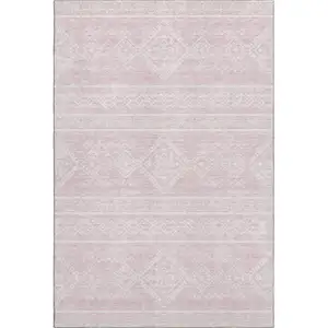 Photo of Pink And Ivory Southwestern Washable Area Rug With UV Protection