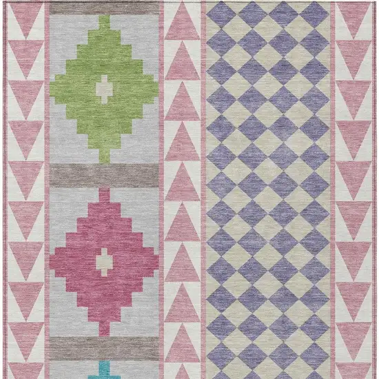 Pink And Ivory Southwestern Washable Indoor Outdoor Area Rug Photo 4