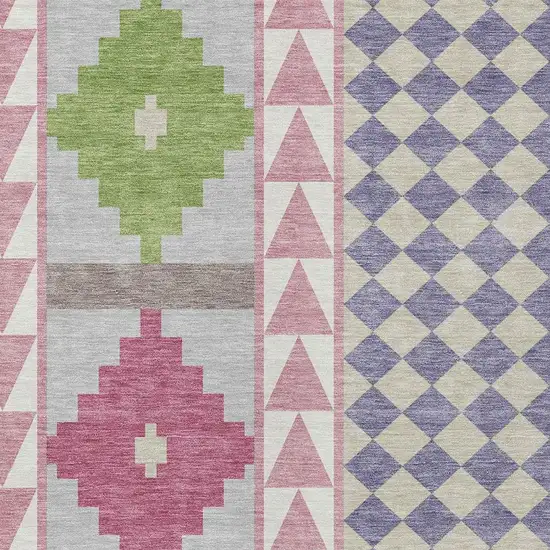 Pink And Ivory Southwestern Washable Indoor Outdoor Area Rug Photo 3