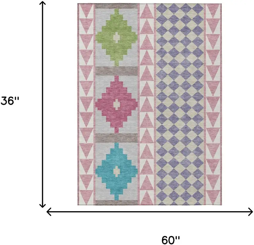 Pink And Ivory Southwestern Washable Indoor Outdoor Area Rug Photo 7
