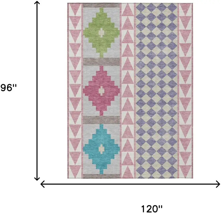 Pink And Ivory Southwestern Washable Indoor Outdoor Area Rug Photo 7