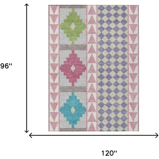 Pink And Ivory Southwestern Washable Indoor Outdoor Area Rug Photo 7