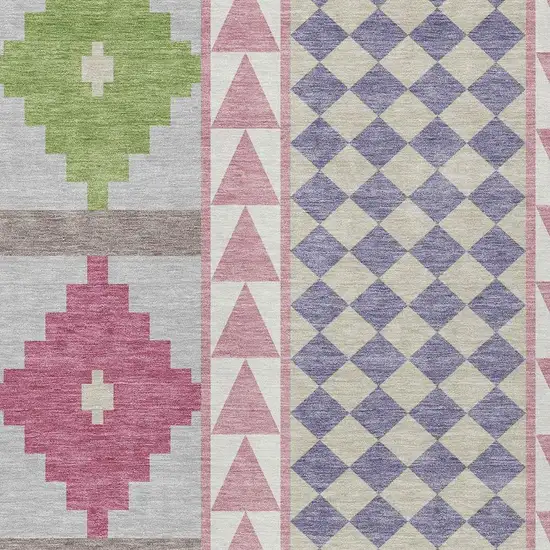 Pink And Ivory Southwestern Washable Indoor Outdoor Area Rug Photo 3