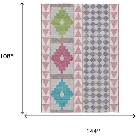 Pink And Ivory Southwestern Washable Indoor Outdoor Area Rug Photo 7