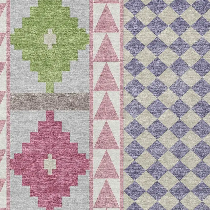 Pink And Ivory Southwestern Washable Indoor Outdoor Area Rug Photo 3