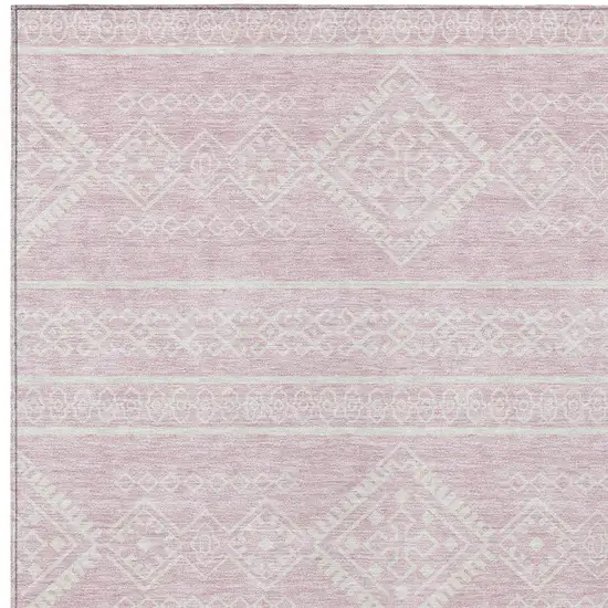 Pink And Ivory Southwestern Washable Indoor Outdoor Area Rug Photo 5