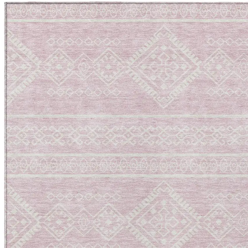 Pink And Ivory Southwestern Washable Indoor Outdoor Area Rug Photo 5