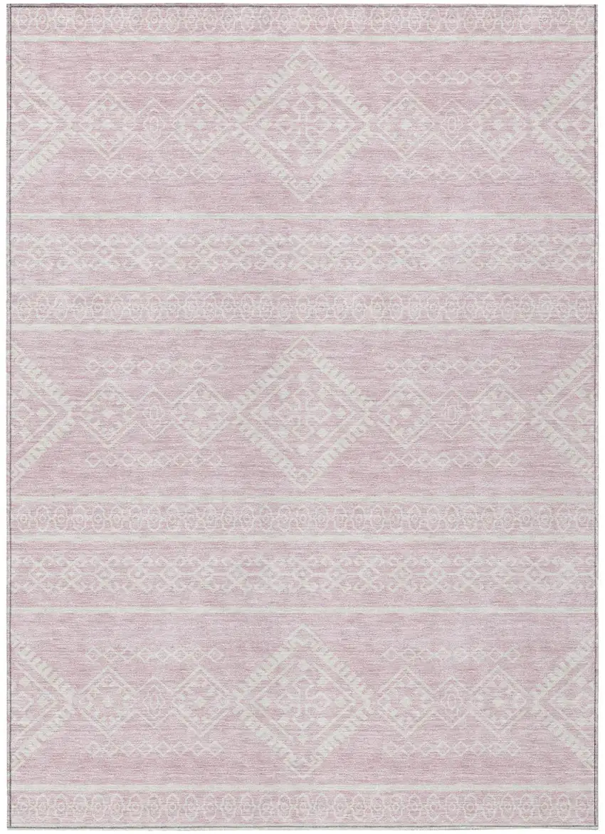 Pink And Ivory Southwestern Washable Indoor Outdoor Area Rug Photo 2