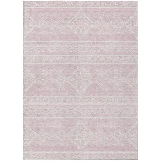 Pink And Ivory Southwestern Washable Indoor Outdoor Area Rug Photo 2