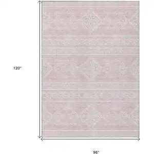Photo of Pink And Ivory Southwestern Washable Indoor Outdoor Area Rug