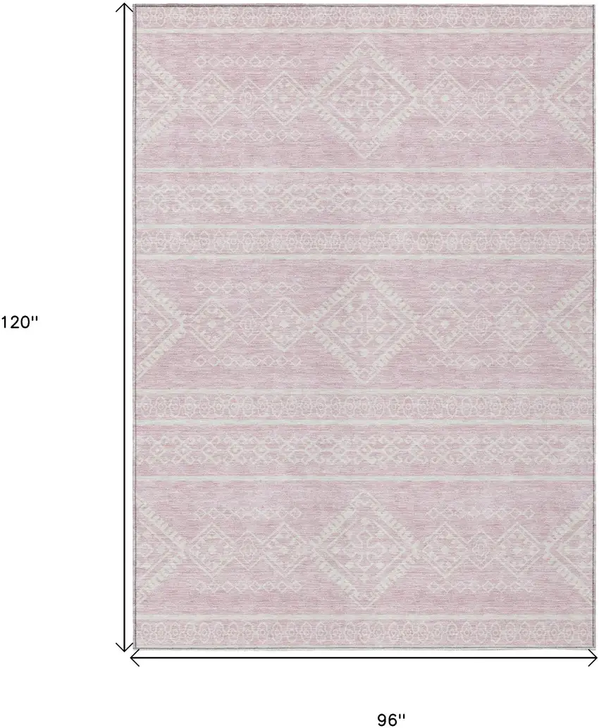 Pink And Ivory Southwestern Washable Indoor Outdoor Area Rug Photo 3