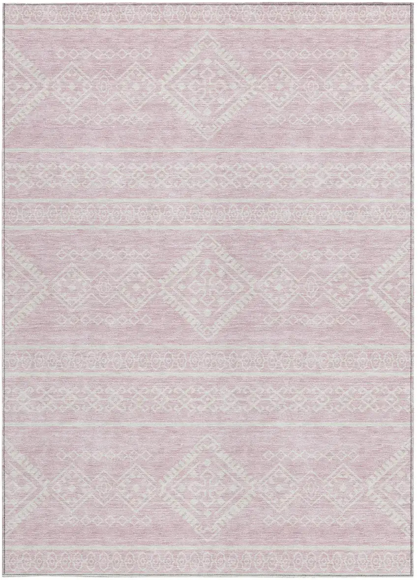 Pink And Ivory Southwestern Washable Indoor Outdoor Area Rug Photo 5