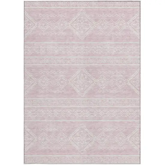 Pink And Ivory Southwestern Washable Indoor Outdoor Area Rug Photo 5