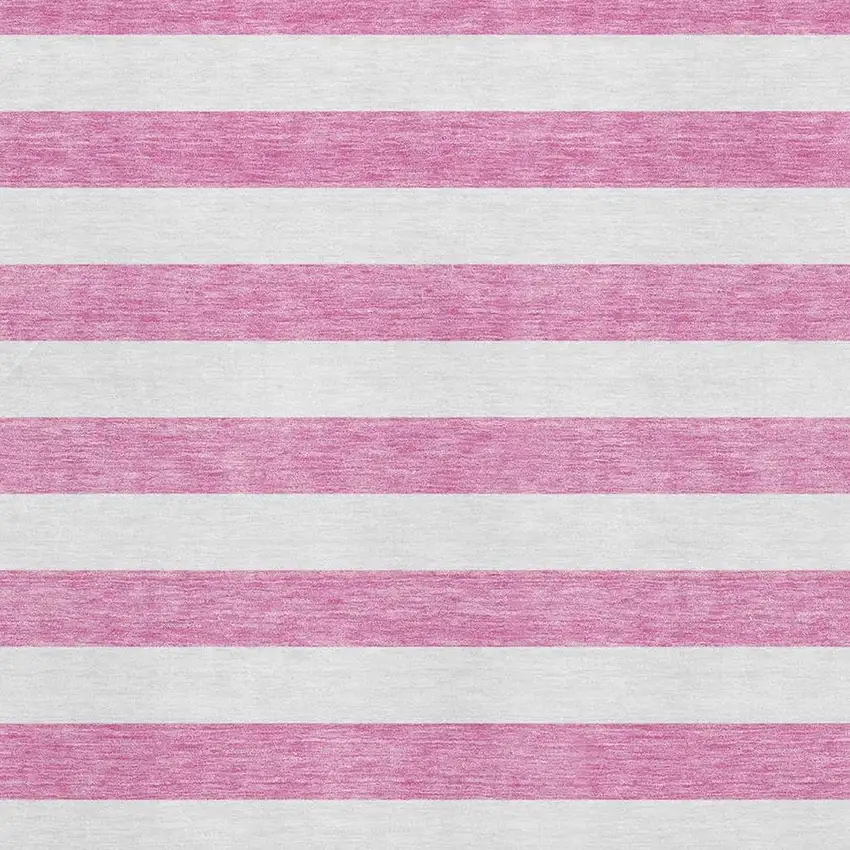 Pink And Ivory Striped Washable Area Rug With UV Protection Photo 9