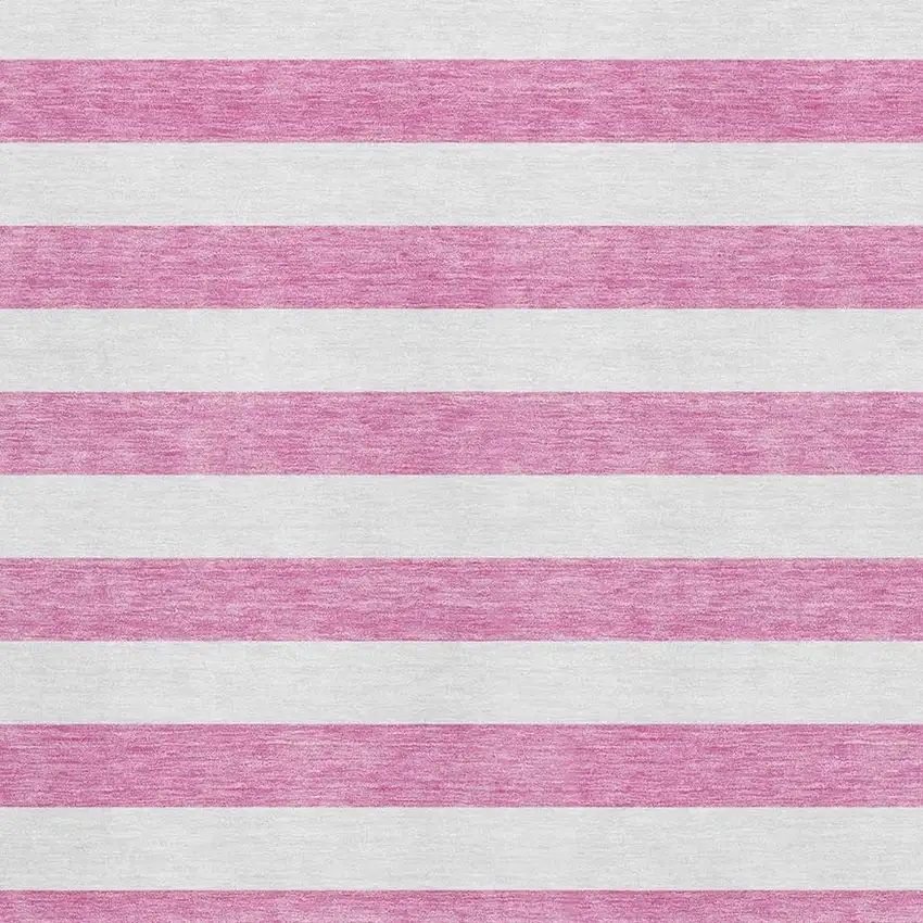 Pink And Ivory Striped Washable Area Rug With UV Protection Photo 3