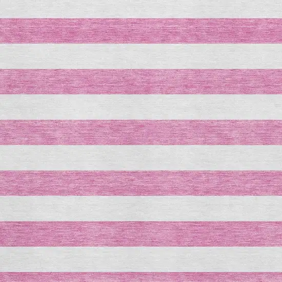 Pink And Ivory Striped Washable Area Rug With UV Protection Photo 3