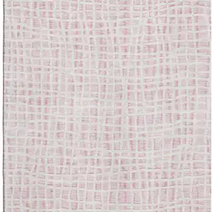 Photo of Pink And Ivory Striped Washable Area Rug With UV Protection