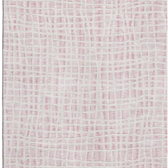 Pink And Ivory Striped Washable Area Rug With UV Protection Photo 3