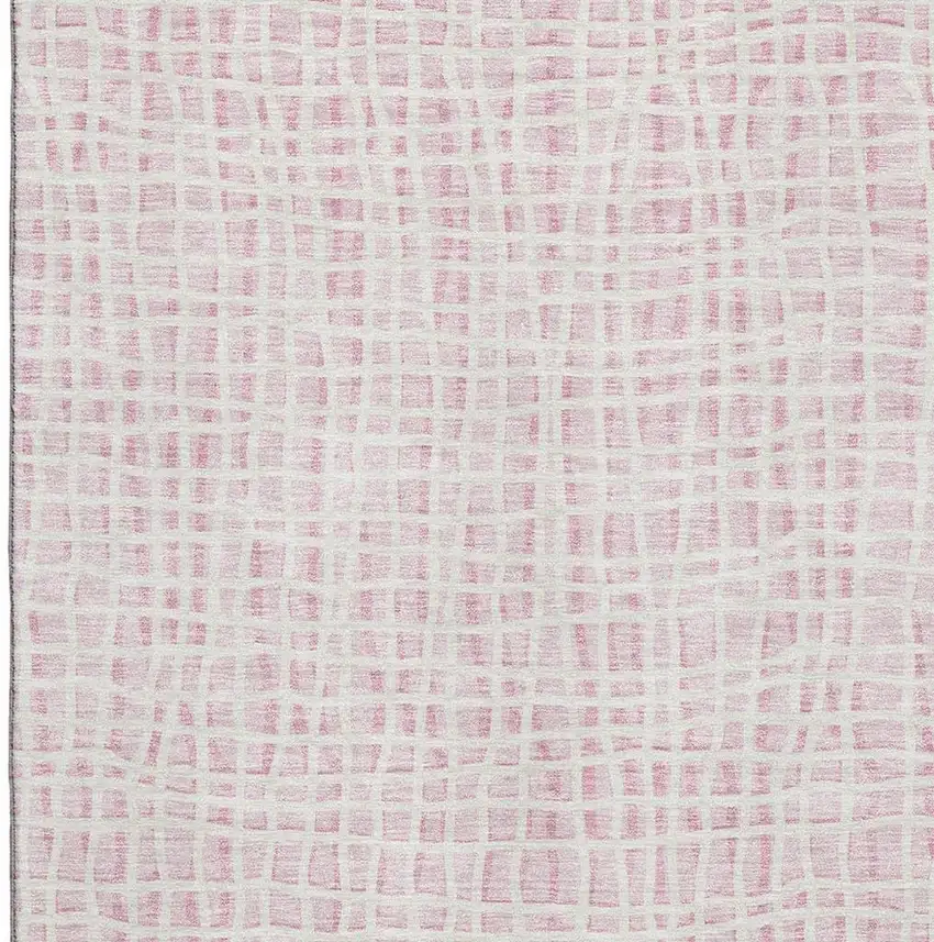 Pink And Ivory Striped Washable Area Rug With UV Protection Photo 3