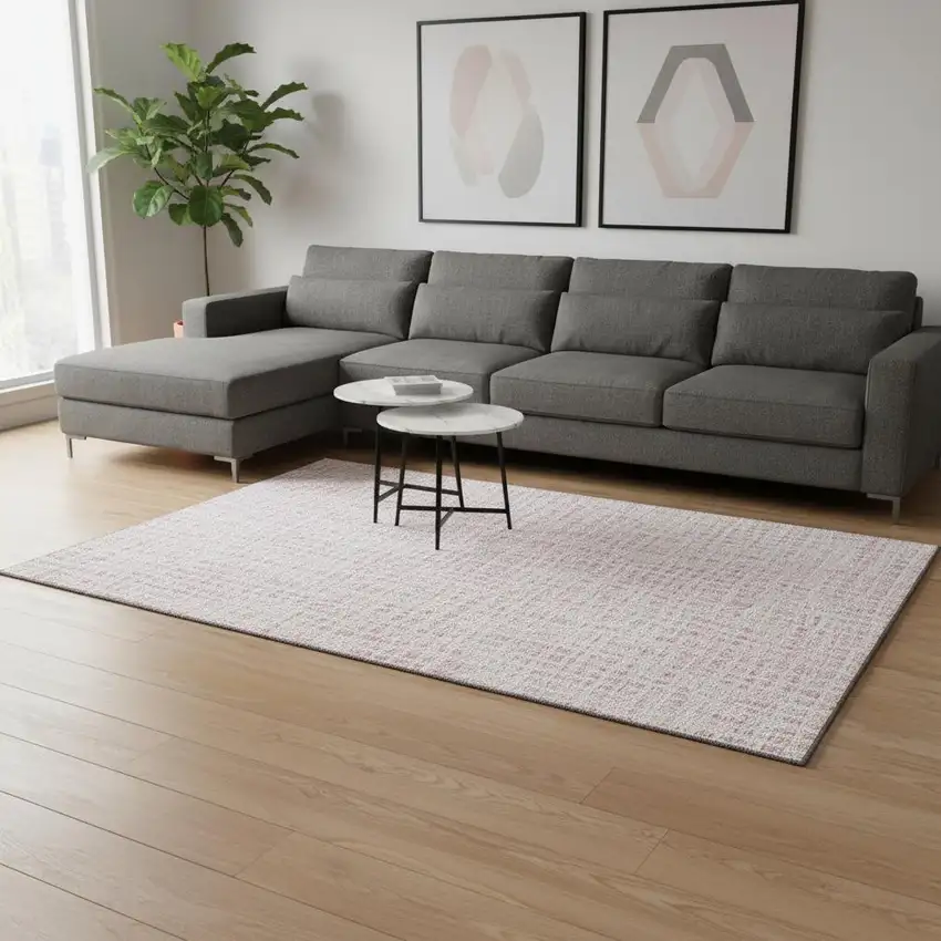 Pink And Ivory Striped Washable Area Rug With UV Protection Photo 2