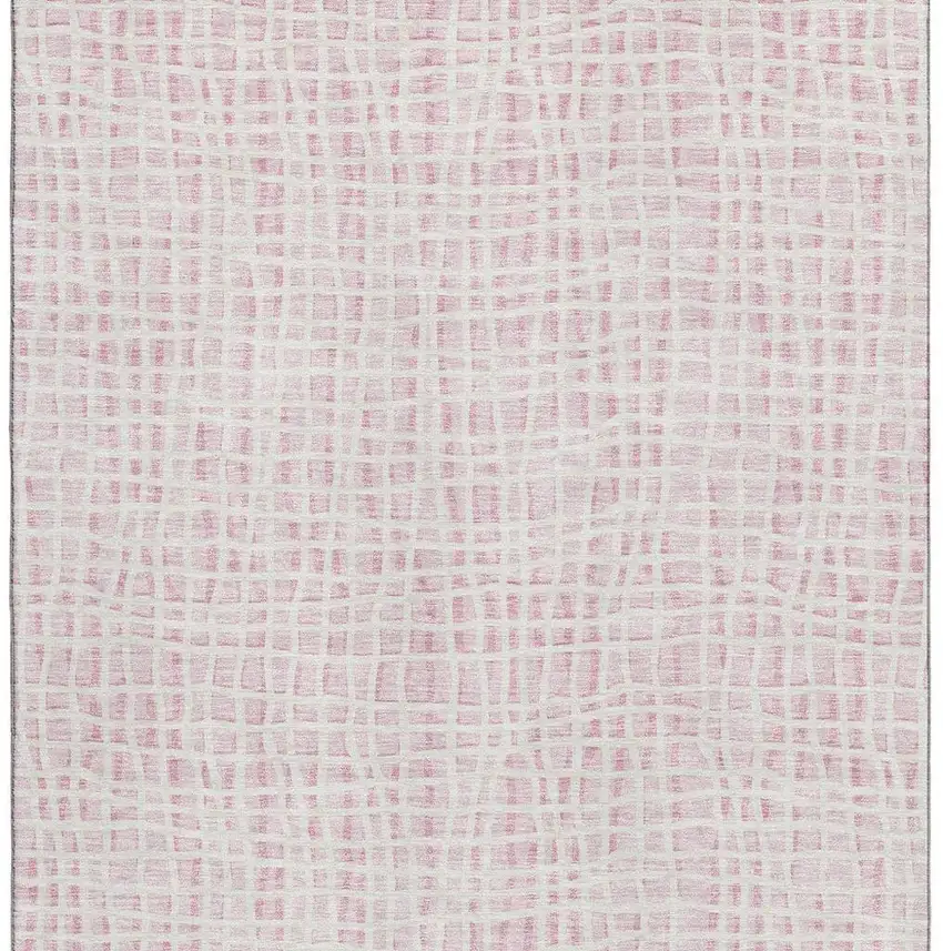 Pink And Ivory Striped Washable Area Rug With UV Protection Photo 4