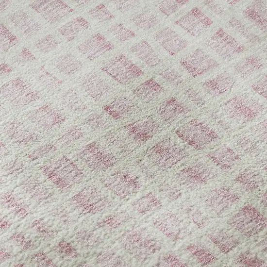 Pink And Ivory Striped Washable Area Rug With UV Protection Photo 9