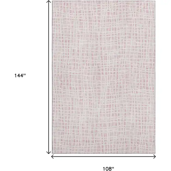 Pink And Ivory Striped Washable Area Rug With UV Protection Photo 3