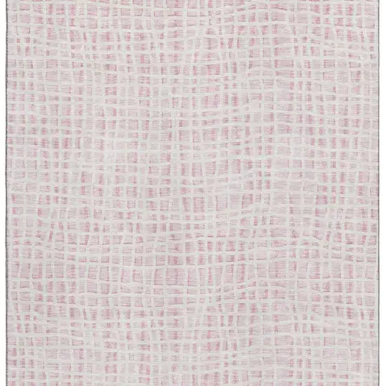 Pink And Ivory Striped Washable Area Rug With UV Protection Photo 3