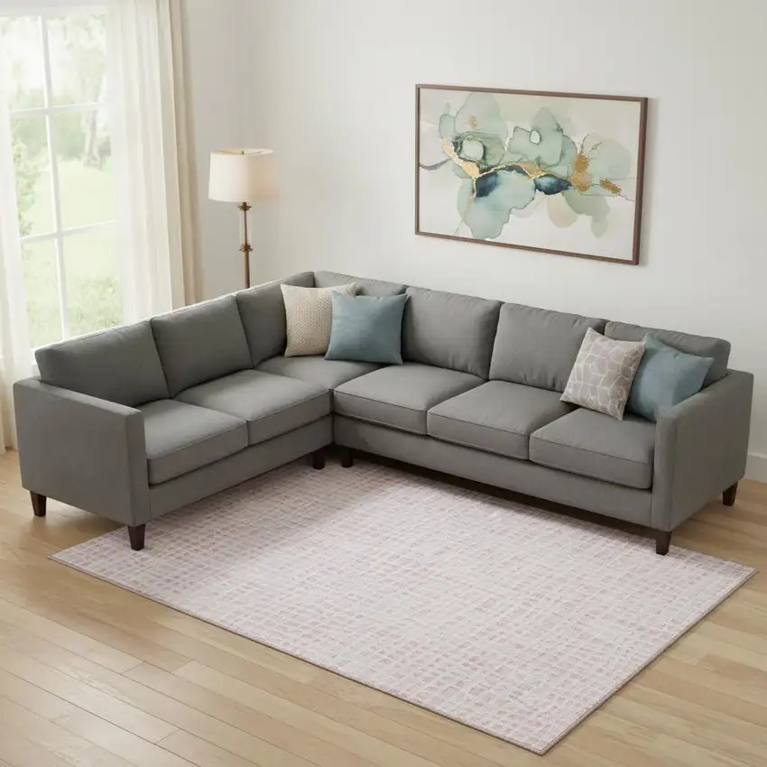 Pink And Ivory Striped Washable Area Rug With UV Protection Photo 1