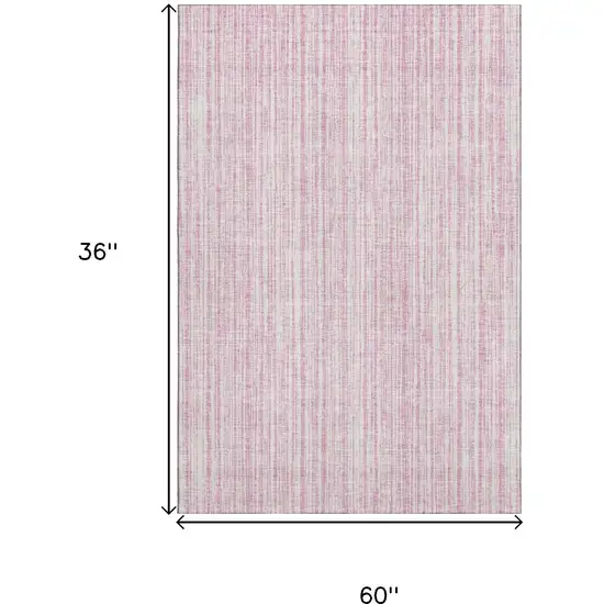 Pink And Ivory Striped Washable Area Rug With UV Protection Photo 3