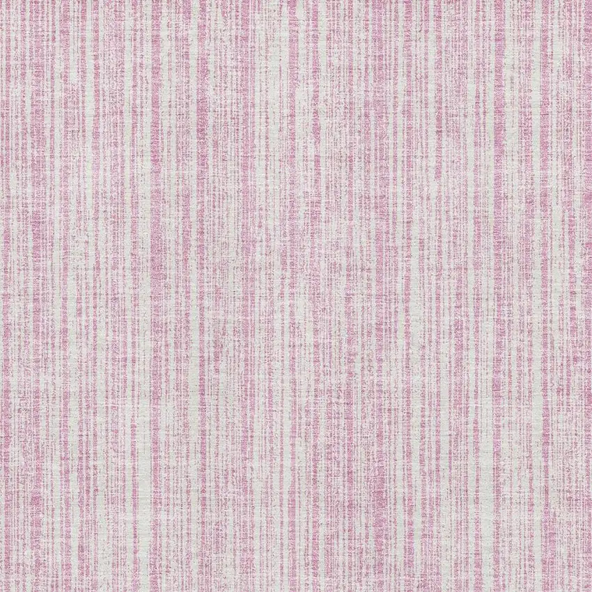 Pink And Ivory Striped Washable Area Rug With UV Protection Photo 4