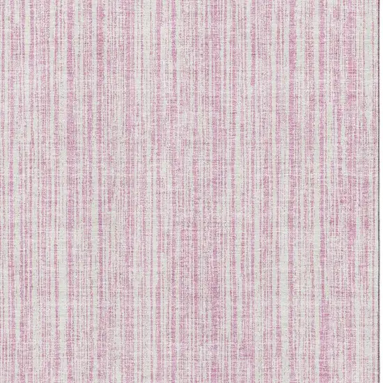 Pink And Ivory Striped Washable Area Rug With UV Protection Photo 3