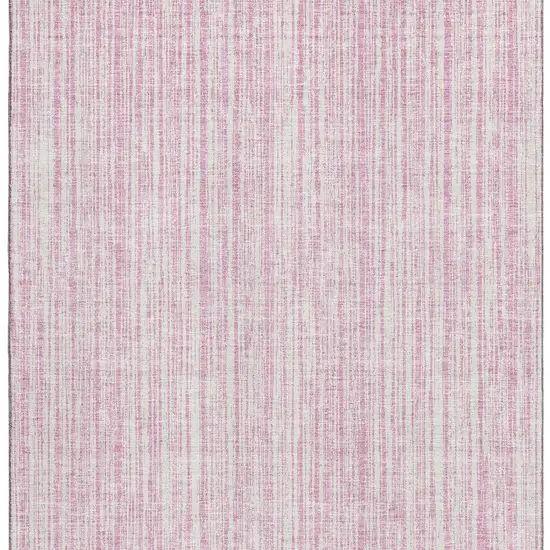 Pink And Ivory Striped Washable Area Rug With UV Protection Photo 3
